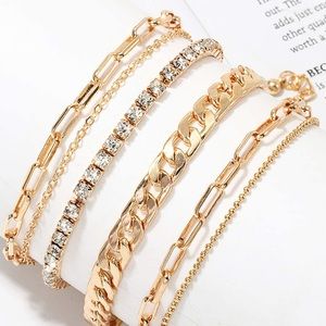 Layered Bracelets Gold Set New